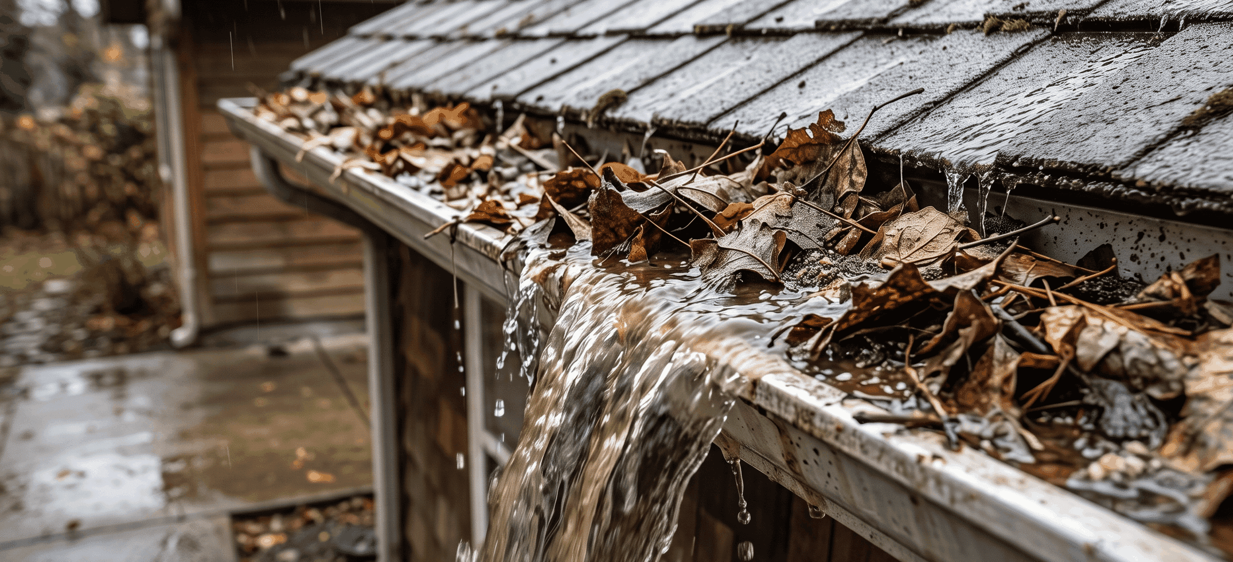 Overflowing gutter repair and cleaning